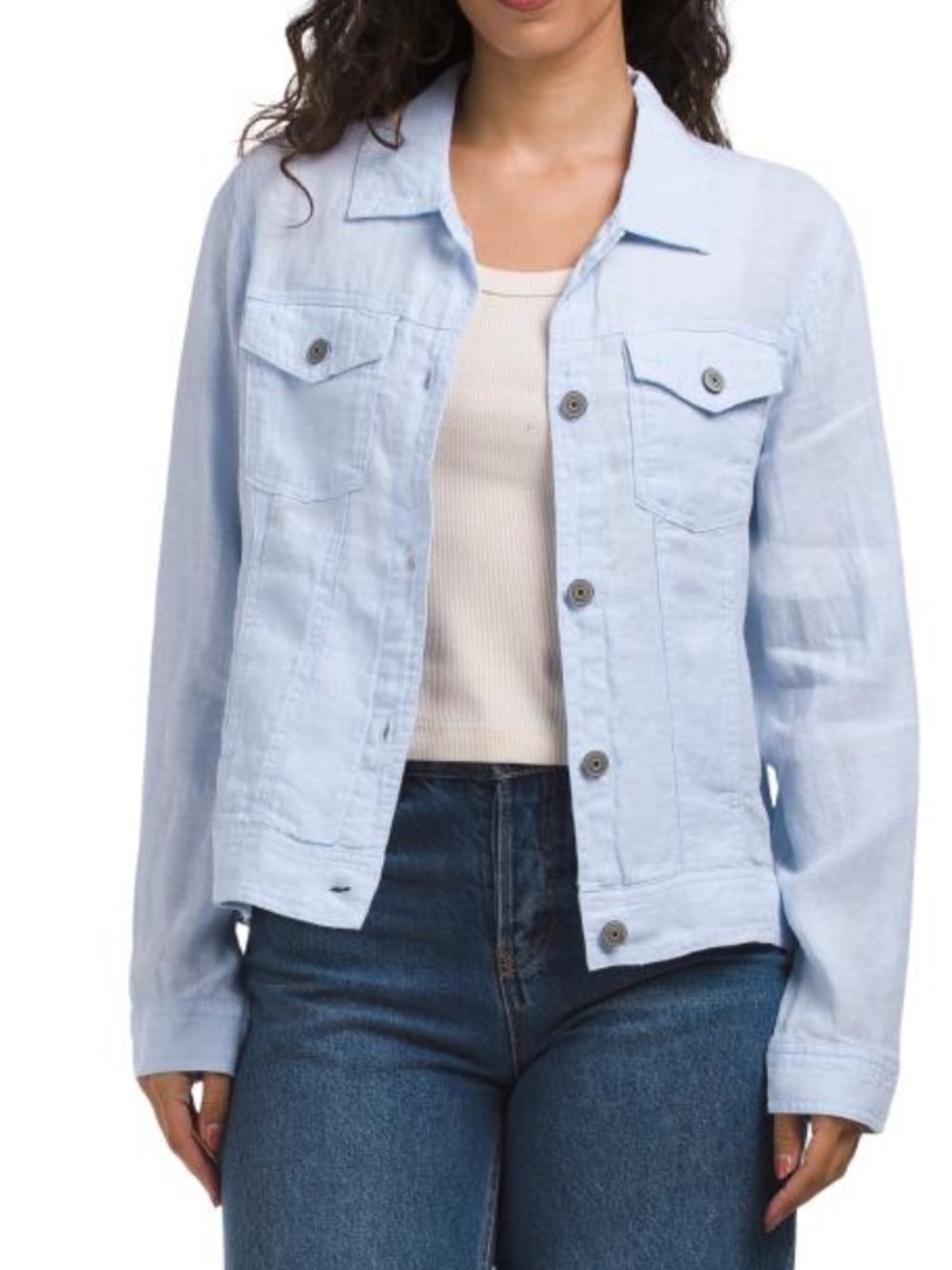 JONES & CO JONES NEW YORK linen blend  twill jean jacket